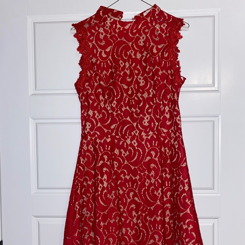 Francescas High neck red lace dress